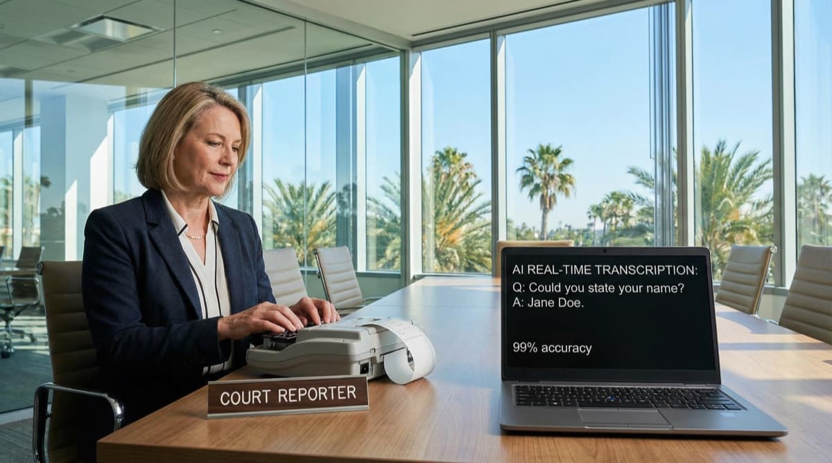 Modern court reporting facility showcasing future litigation support technology